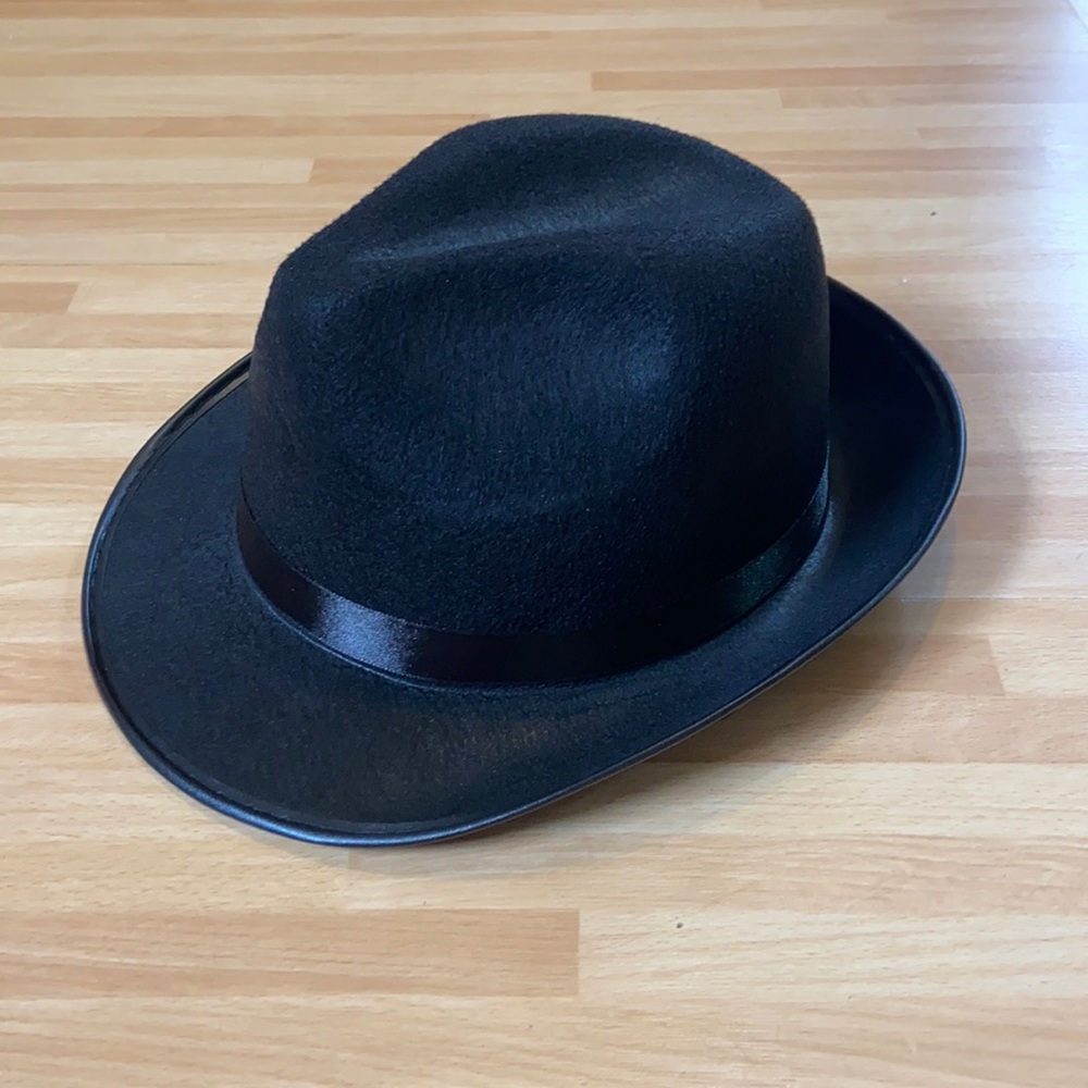 Kangaroo Black Fedora Gangster Hat, Black, No Size